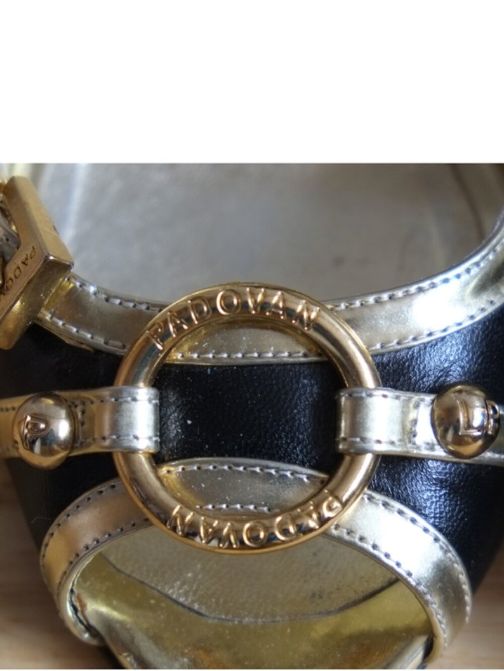 Luciano Padovan black and gold lamé leather shoes - Picture 4 of 15